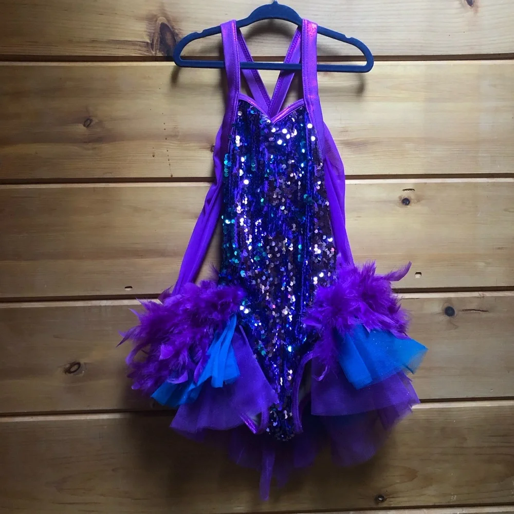 Weissman Peacock Feather Costume Sequin Dance Dress-up play small S